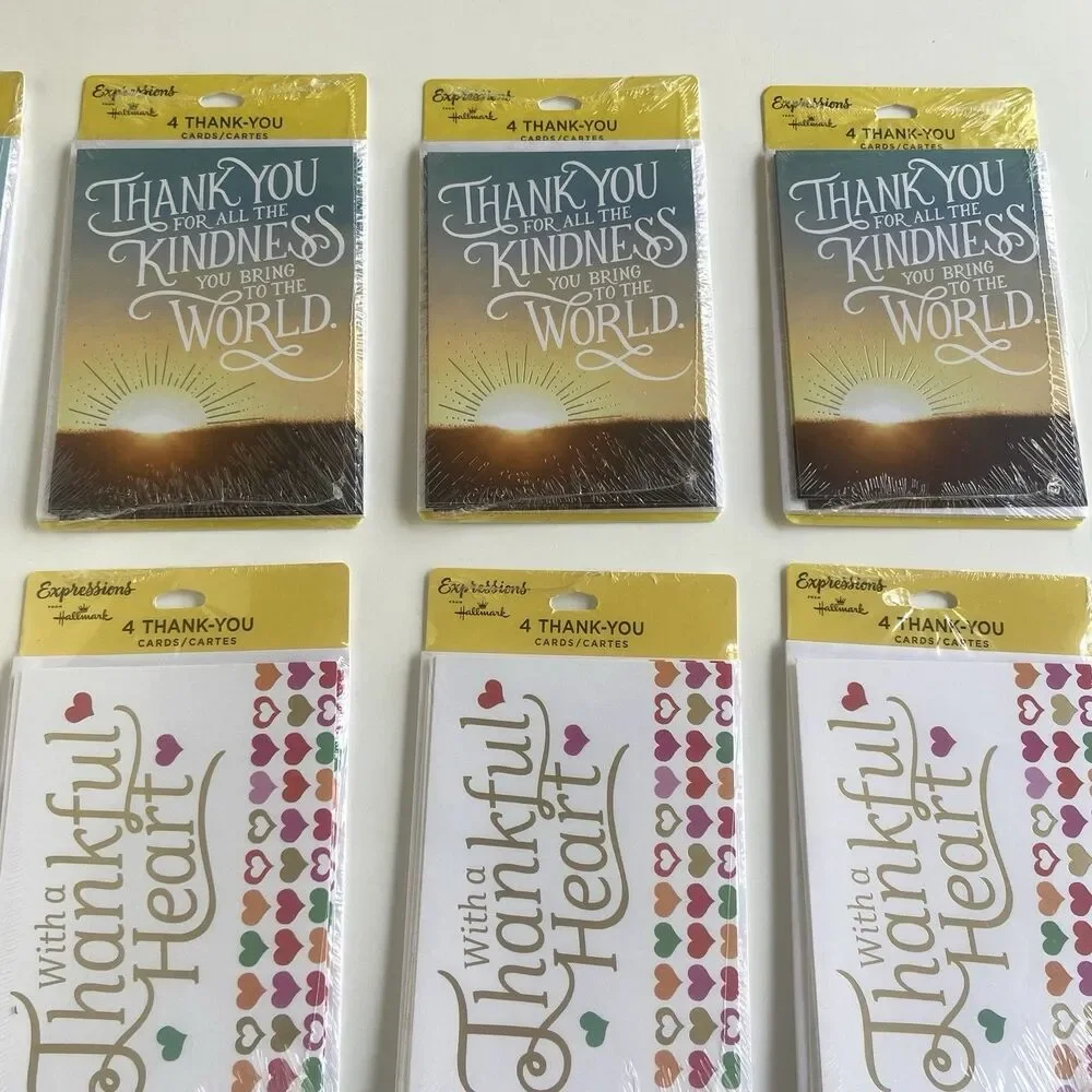12 Pack/56 Cards Hallmark Expressions Thank-You Note Cards Hearts Bundle NEW